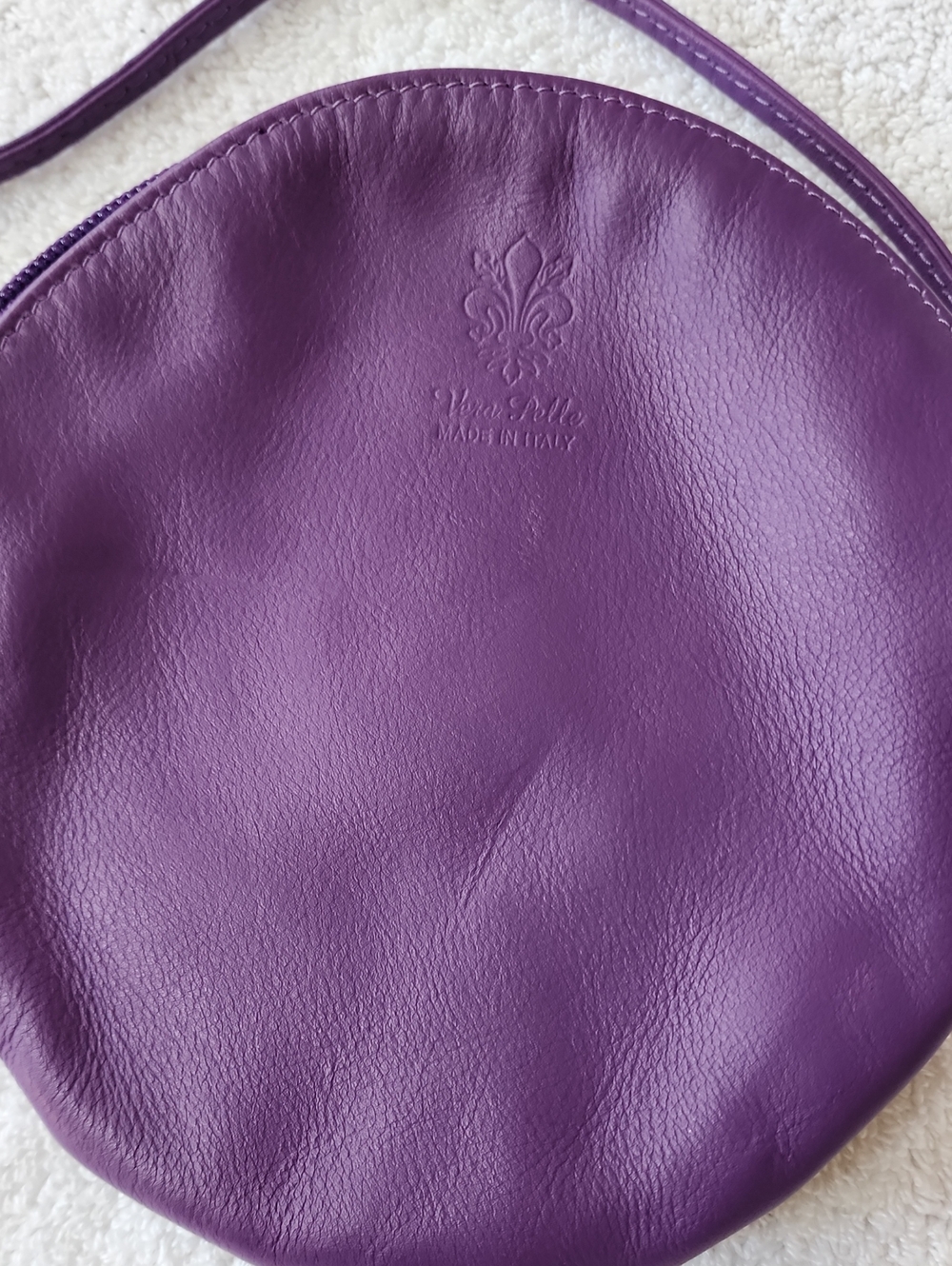 Vera Pelle Womens Purple Multicolor Floral Leather Crossbody Bag Preowned - Picture 5 of 8